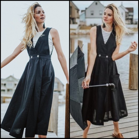 Free People Wrap Pinstripe Cotton Midi Dress - Picture 11 of 14